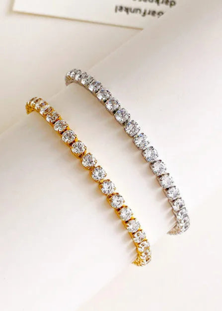 tennis bracelet in silber und gold